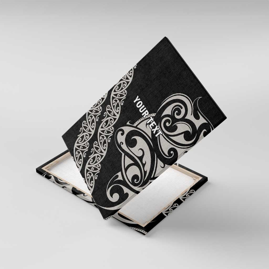 All Black Maori Tribal Tattoo Personalised Canvas Wall Art Stone Gray Polynesian Style - Polynesian Pride