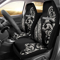 All Black Maori Tribal Tattoo Personalised Car Seat Cover Stone Gray Polynesian Style - Polynesian Pride