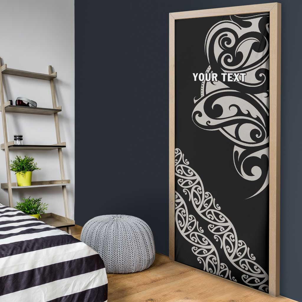 All Black Maori Tribal Tattoo Personalised Door Cover Stone Gray Polynesian Style - Polynesian Pride