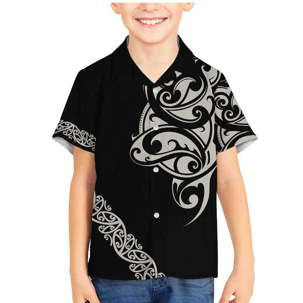 All Black Maori Tribal Tattoo Personalised Family Matching Mermaid Dress and Hawaiian Shirt Stone Gray Polynesian Style - Polynesian Pride