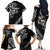 All Black Maori Tribal Tattoo Personalised Family Matching Off The Shoulder Long Sleeve Dress and Hawaiian Shirt Stone Gray Polynesian Style - Polynesian Pride