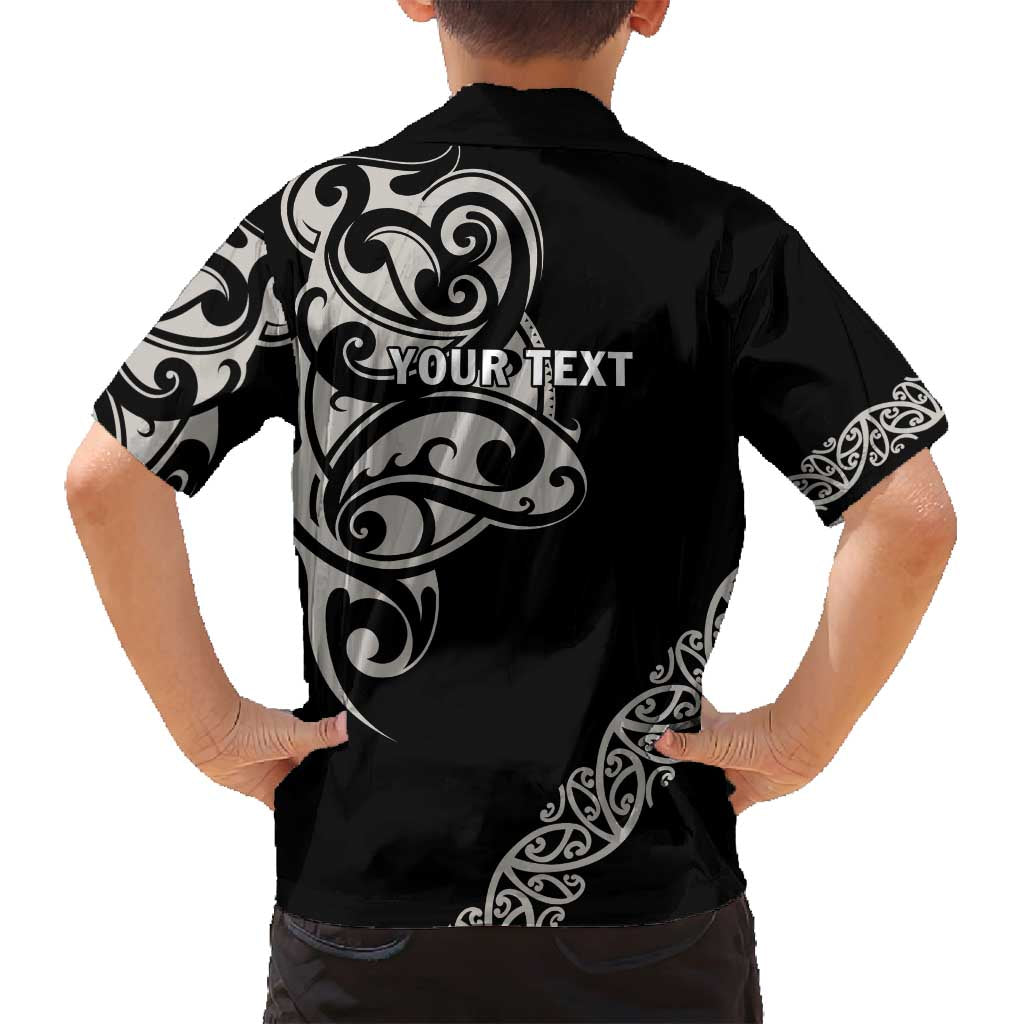 All Black Maori Tribal Tattoo Personalised Family Matching Off Shoulder Maxi Dress and Hawaiian Shirt Stone Gray Polynesian Style - Polynesian Pride
