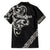All Black Maori Tribal Tattoo Personalised Family Matching Off Shoulder Short Dress and Hawaiian Shirt Stone Gray Polynesian Style - Polynesian Pride