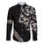 All Black Maori Tribal Tattoo Personalised Family Matching Off Shoulder Short Dress and Hawaiian Shirt Stone Gray Polynesian Style - Polynesian Pride