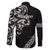All Black Maori Tribal Tattoo Personalised Family Matching Off Shoulder Short Dress and Hawaiian Shirt Stone Gray Polynesian Style - Polynesian Pride