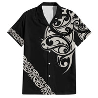 All Black Maori Tribal Tattoo Personalised Family Matching Puletasi and Hawaiian Shirt Stone Gray Polynesian Style LT9 Dad's Shirt - Short Sleeve Gray - Polynesian Pride