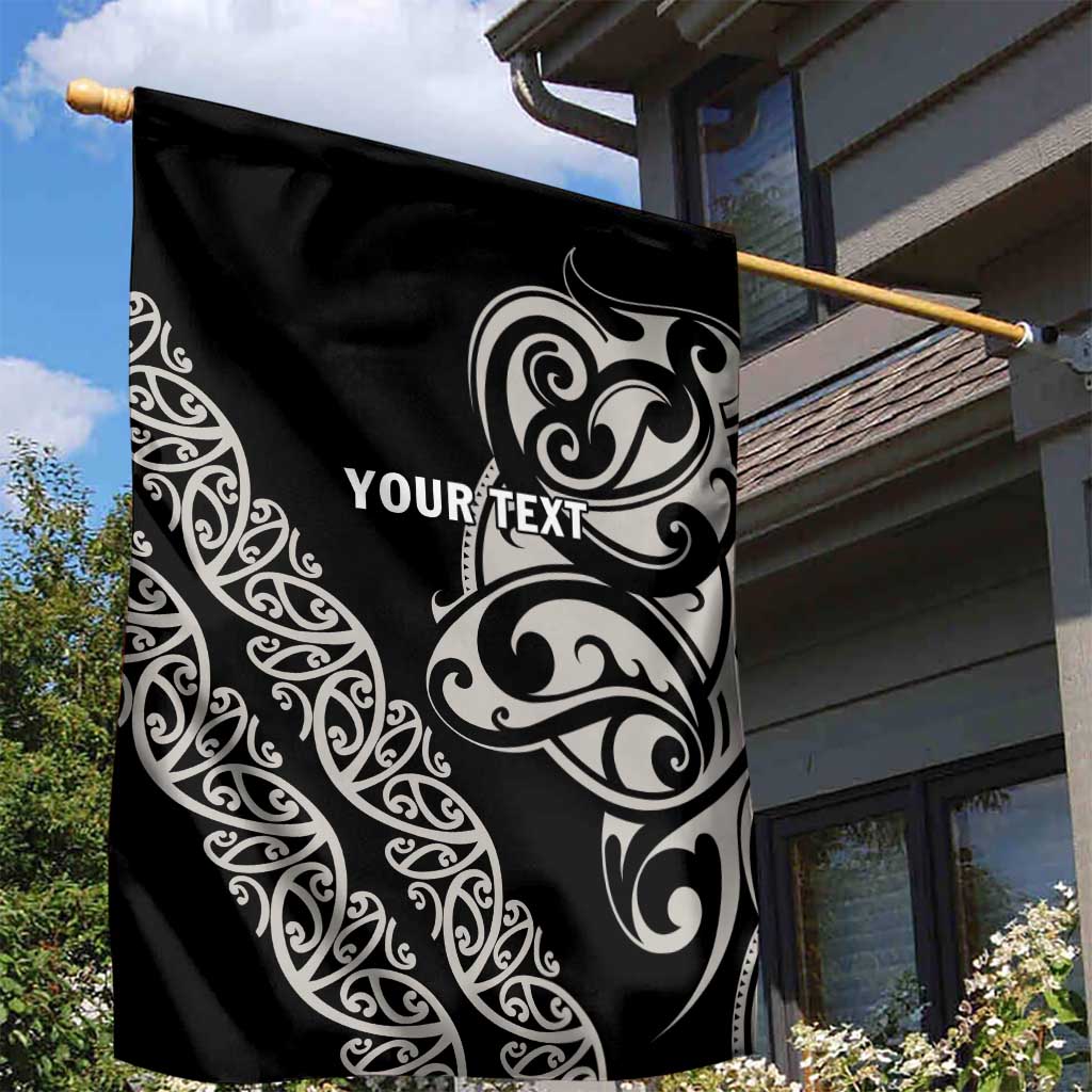 All Black Maori Tribal Tattoo Personalised Garden Flag Stone Gray Polynesian Style - Polynesian Pride
