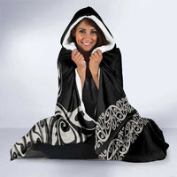 All Black Maori Tribal Tattoo Personalised Hooded Blanket Stone Gray Polynesian Style - Polynesian Pride
