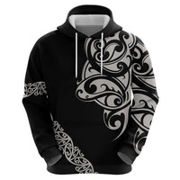 All Black Maori Tribal Tattoo Personalised Hoodie Stone Gray Polynesian Style - Polynesian Pride