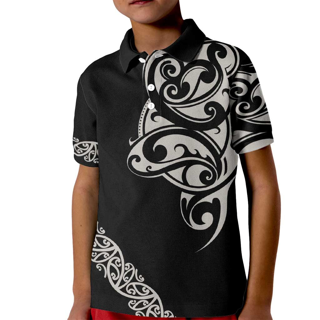 All Black Maori Tribal Tattoo Personalised Kid Polo Shirt Stone Gray Polynesian Style LT9 Kid Gray - Polynesian Pride