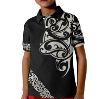 All Black Maori Tribal Tattoo Personalised Kid Polo Shirt Stone Gray Polynesian Style LT9 Kid Gray - Polynesian Pride