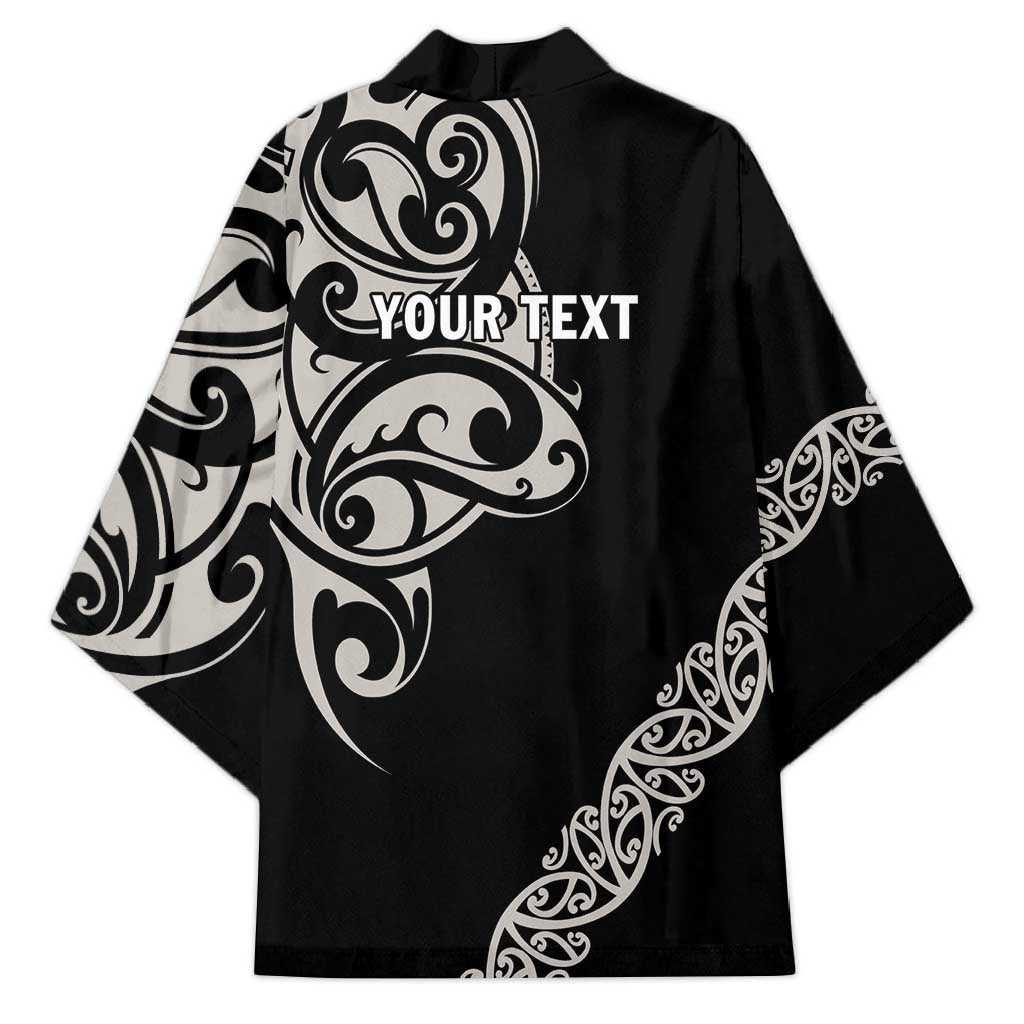 All Black Maori Tribal Tattoo Personalised Kimono Stone Gray Polynesian Style - Polynesian Pride