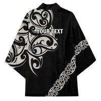 All Black Maori Tribal Tattoo Personalised Kimono Stone Gray Polynesian Style - Polynesian Pride