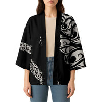 All Black Maori Tribal Tattoo Personalised Kimono Stone Gray Polynesian Style - Polynesian Pride