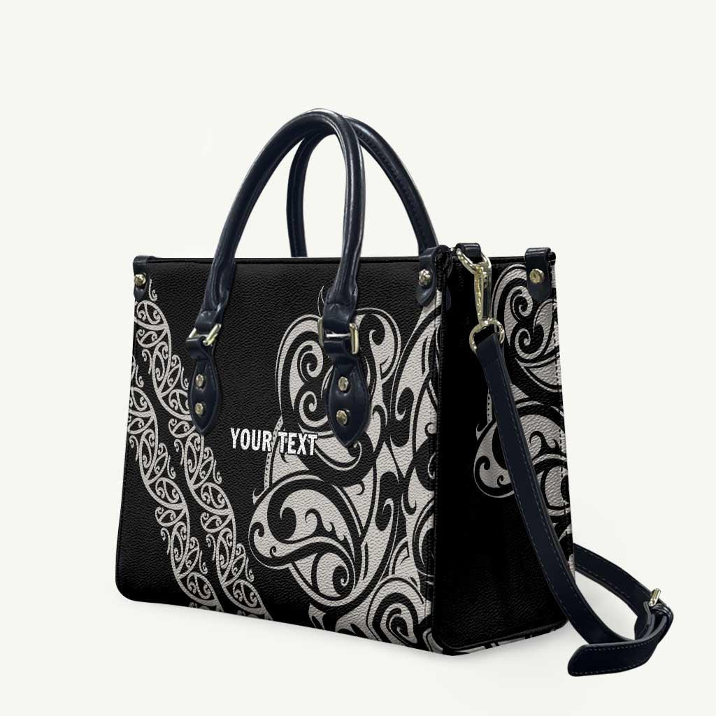 All Black Maori Tribal Tattoo Personalised Leather Bag Stone Gray Polynesian Style - Polynesian Pride