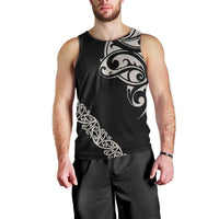 All Black Maori Tribal Tattoo Personalised Men Tank Top Stone Gray Polynesian Style - Polynesian Pride