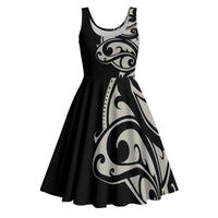 All Black Maori Tribal Tattoo Personalised Midi Dress Stone Gray Polynesian Style - Polynesian Pride