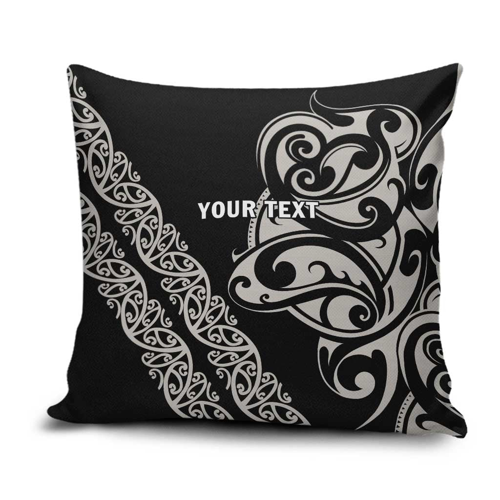 All Black Maori Tribal Tattoo Personalised Pillow Cover Stone Gray Polynesian Style - Polynesian Pride