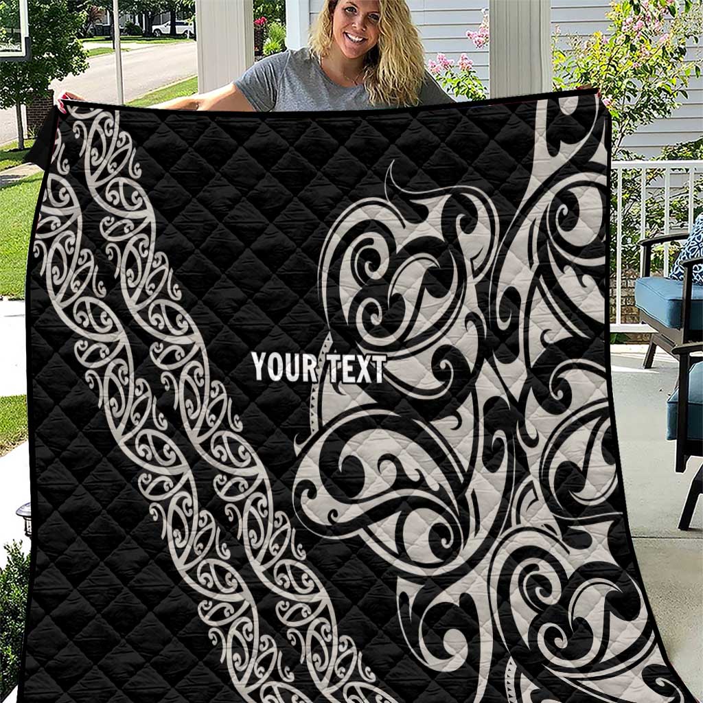 All Black Maori Tribal Tattoo Personalised Quilt Stone Gray Polynesian Style - Polynesian Pride