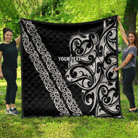 All Black Maori Tribal Tattoo Personalised Quilt Stone Gray Polynesian Style - Polynesian Pride