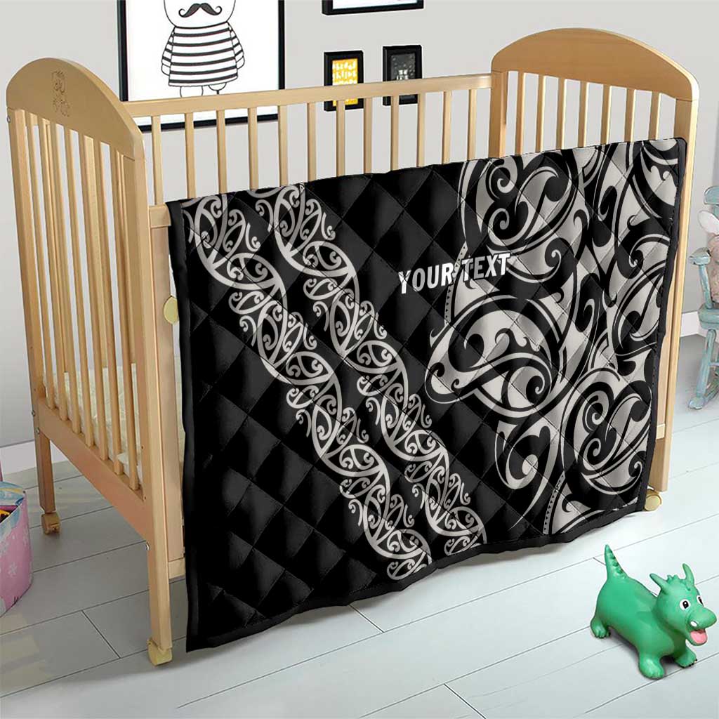 All Black Maori Tribal Tattoo Personalised Quilt Stone Gray Polynesian Style - Polynesian Pride