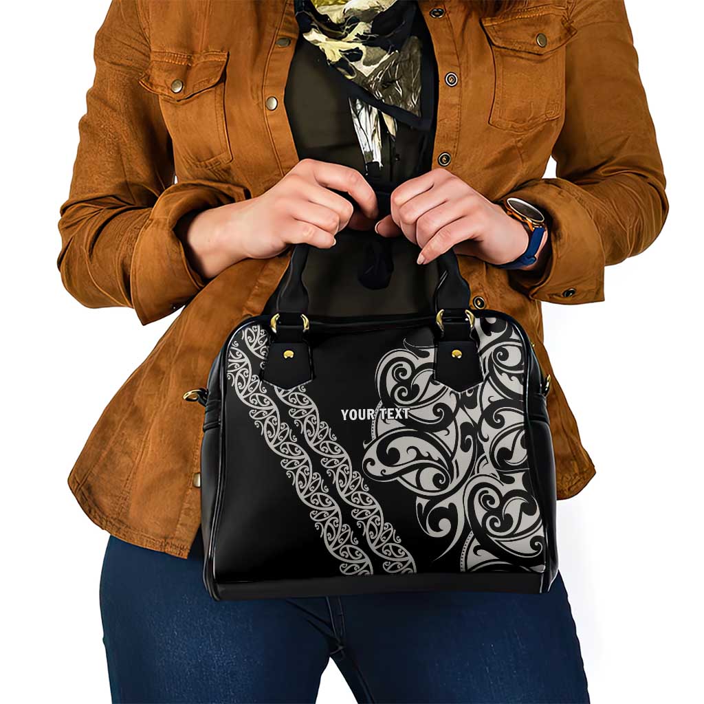 All Black Maori Tribal Tattoo Personalised Shoulder Handbag Stone Gray Polynesian Style - Polynesian Pride