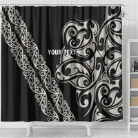 All Black Maori Tribal Tattoo Personalised Shower Curtain Stone Gray Polynesian Style - Polynesian Pride