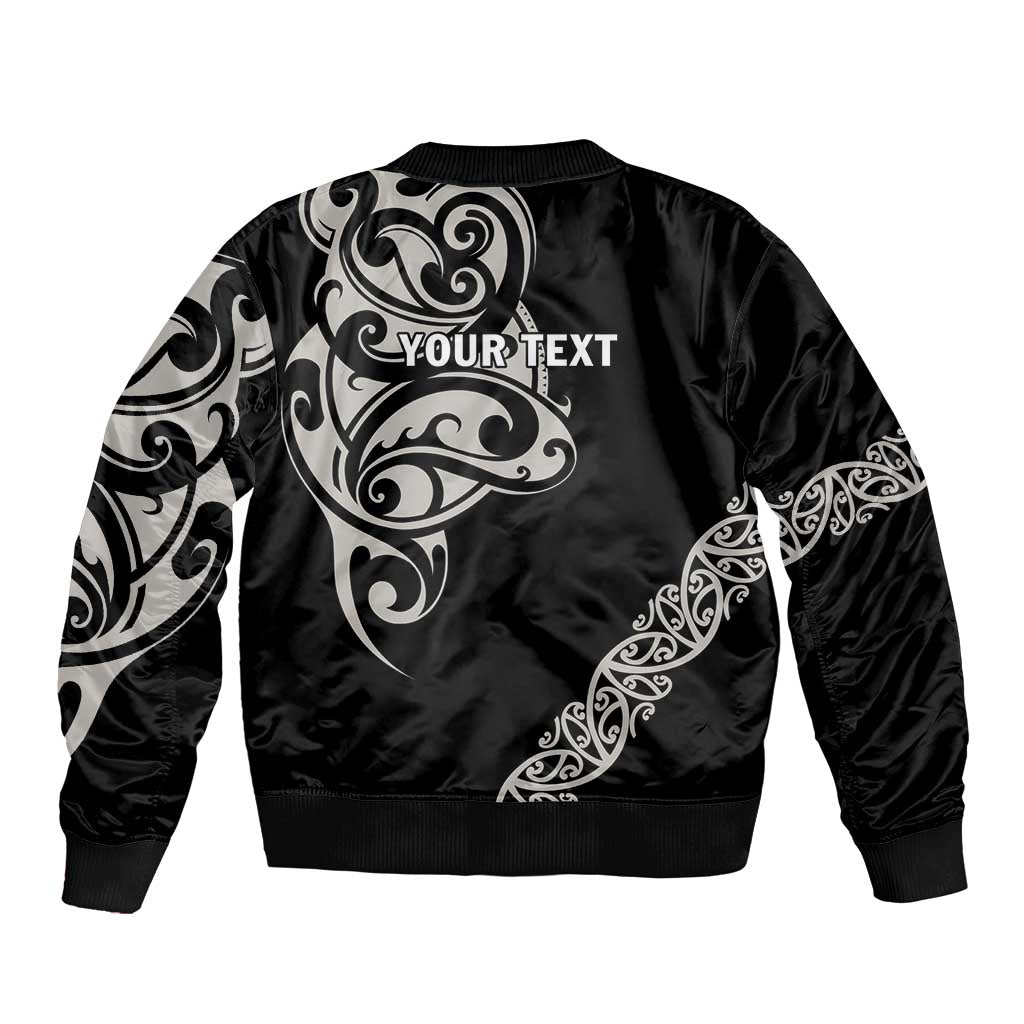 All Black Maori Tribal Tattoo Personalised Sleeve Zip Bomber Jacket Stone Gray Polynesian Style LT9 - Polynesian Pride