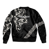 All Black Maori Tribal Tattoo Personalised Sleeve Zip Bomber Jacket Stone Gray Polynesian Style LT9 - Polynesian Pride
