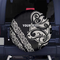 All Black Maori Tribal Tattoo Personalised Spare Tire Cover Stone Gray Polynesian Style LT9 No hole Gray - Polynesian Pride