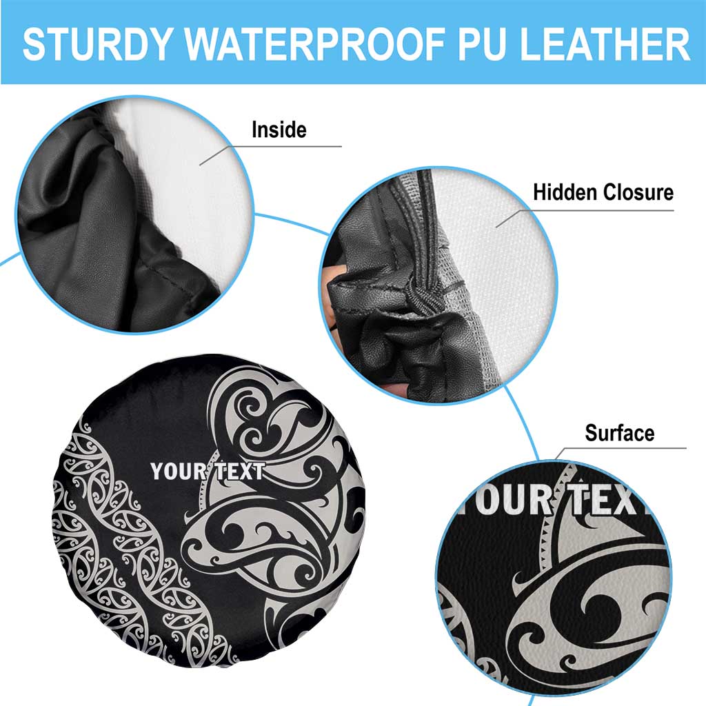 All Black Maori Tribal Tattoo Personalised Spare Tire Cover Stone Gray Polynesian Style LT9 - Polynesian Pride