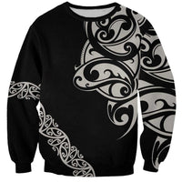 All Black Maori Tribal Tattoo Personalised Sweatshirt Stone Gray Polynesian Style - Polynesian Pride