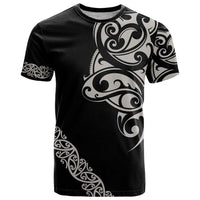 All Black Maori Tribal Tattoo Personalised T Shirt Stone Gray Polynesian Style - Polynesian Pride