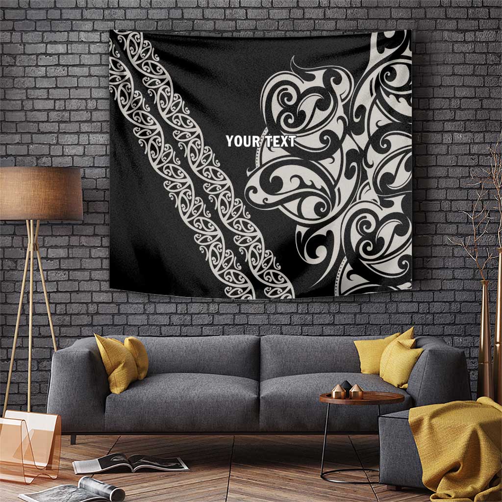 All Black Maori Tribal Tattoo Personalised Tapestry Stone Gray Polynesian Style - Polynesian Pride