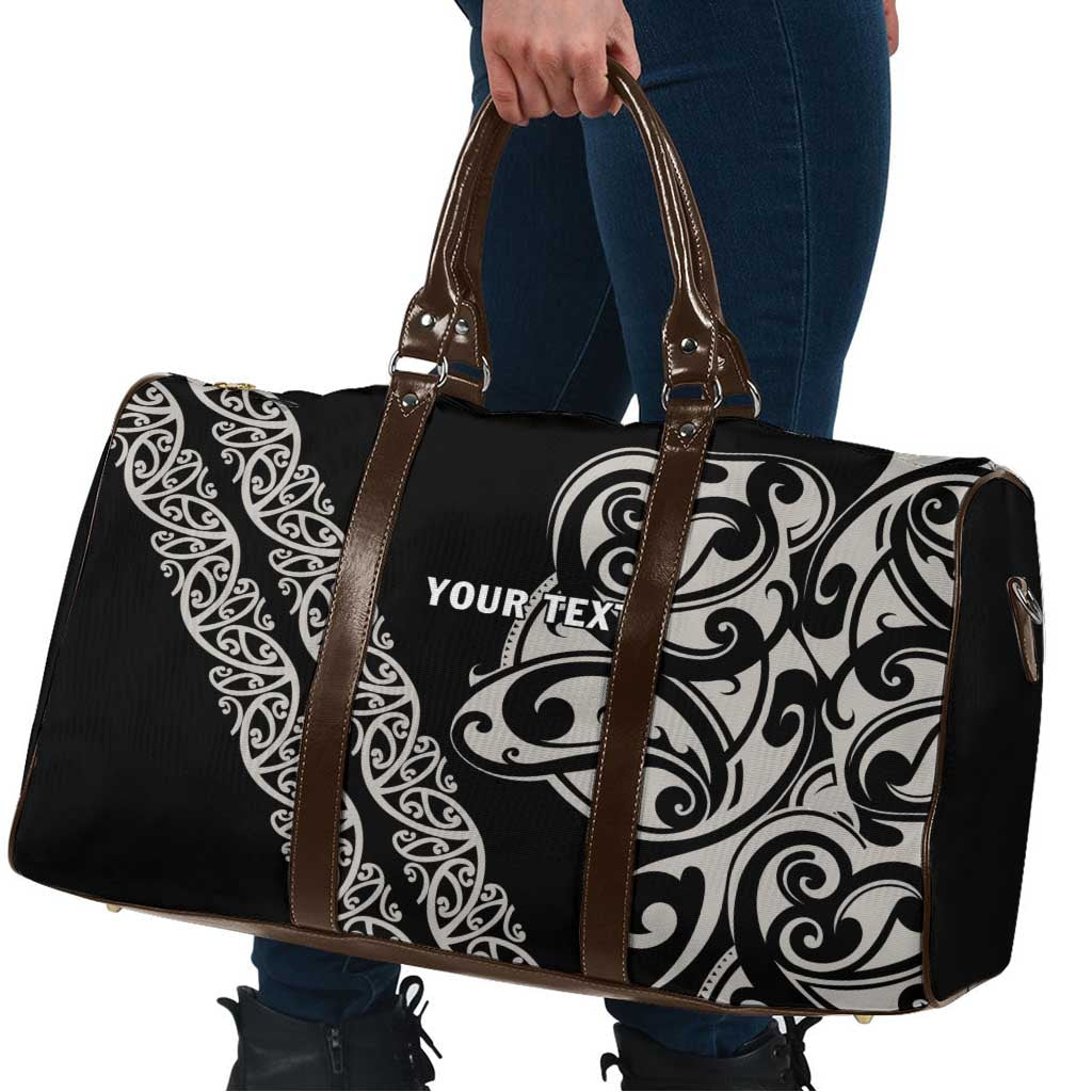 All Black Maori Tribal Tattoo Personalised Travel Bag Stone Gray Polynesian Style - Polynesian Pride
