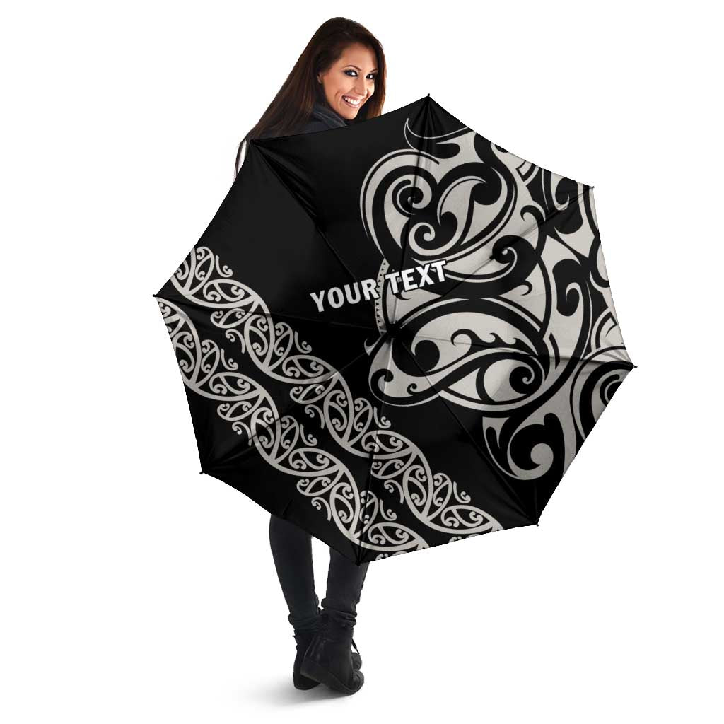 All Black Maori Tribal Tattoo Personalised Umbrella Stone Gray Polynesian Style - Polynesian Pride