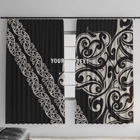 All Black Maori Tribal Tattoo Personalised Window Curtain Stone Gray Polynesian Style - Polynesian Pride