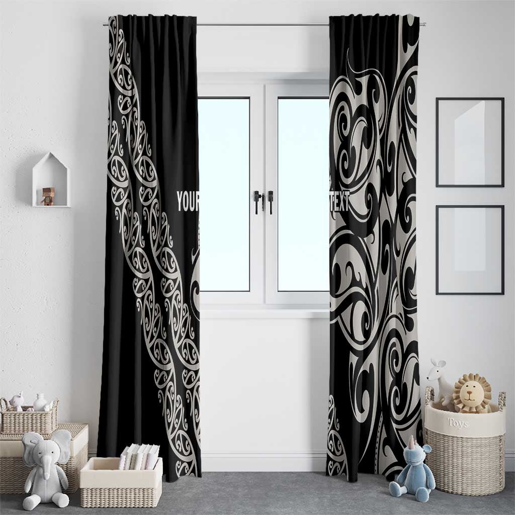 All Black Maori Tribal Tattoo Personalised Window Curtain Stone Gray Polynesian Style - Polynesian Pride