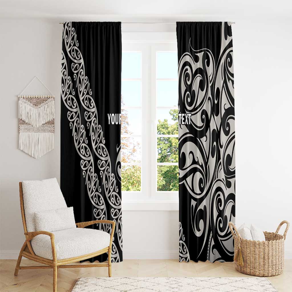All Black Maori Tribal Tattoo Personalised Window Curtain Stone Gray Polynesian Style - Polynesian Pride