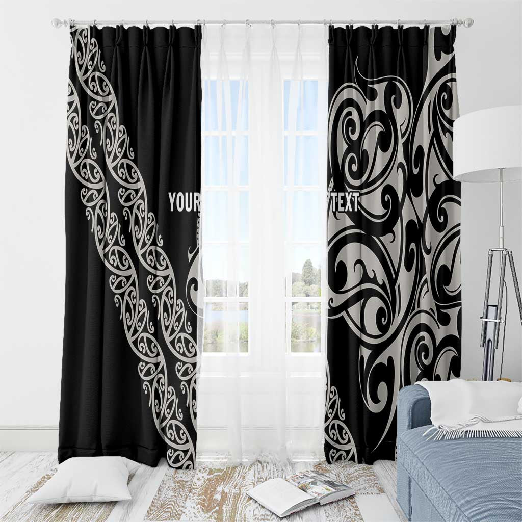 All Black Maori Tribal Tattoo Personalised Window Curtain Stone Gray Polynesian Style - Polynesian Pride
