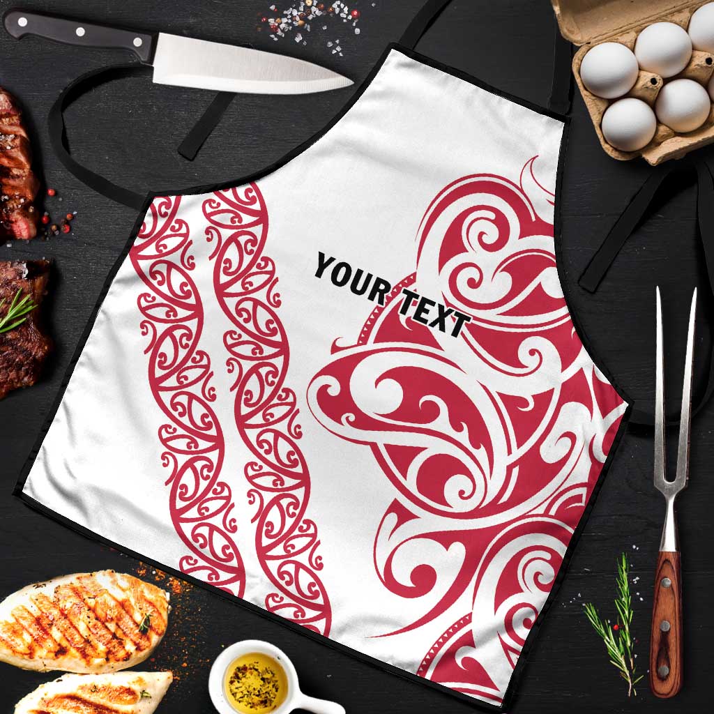 All White Maori Tribal Tattoo Personalised Apron Classic Red Polynesian Style - Polynesian Pride