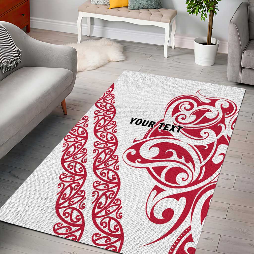 All White Maori Tribal Tattoo Personalised Area Rug Classic Red Polynesian Style - Polynesian Pride