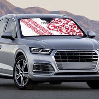 All White Maori Tribal Tattoo Personalised Auto Sun Shade Classic Red Polynesian Style - Polynesian Pride