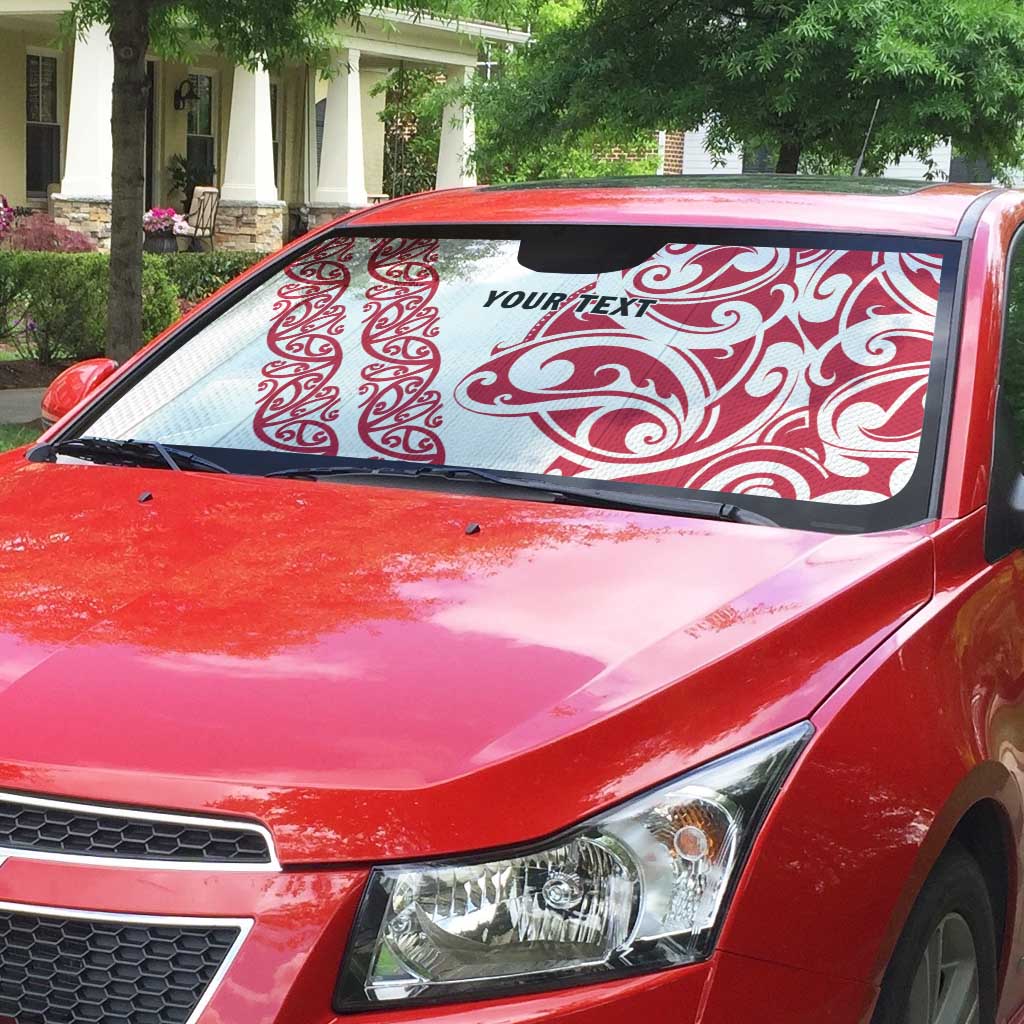 All White Maori Tribal Tattoo Personalised Auto Sun Shade Classic Red Polynesian Style - Polynesian Pride