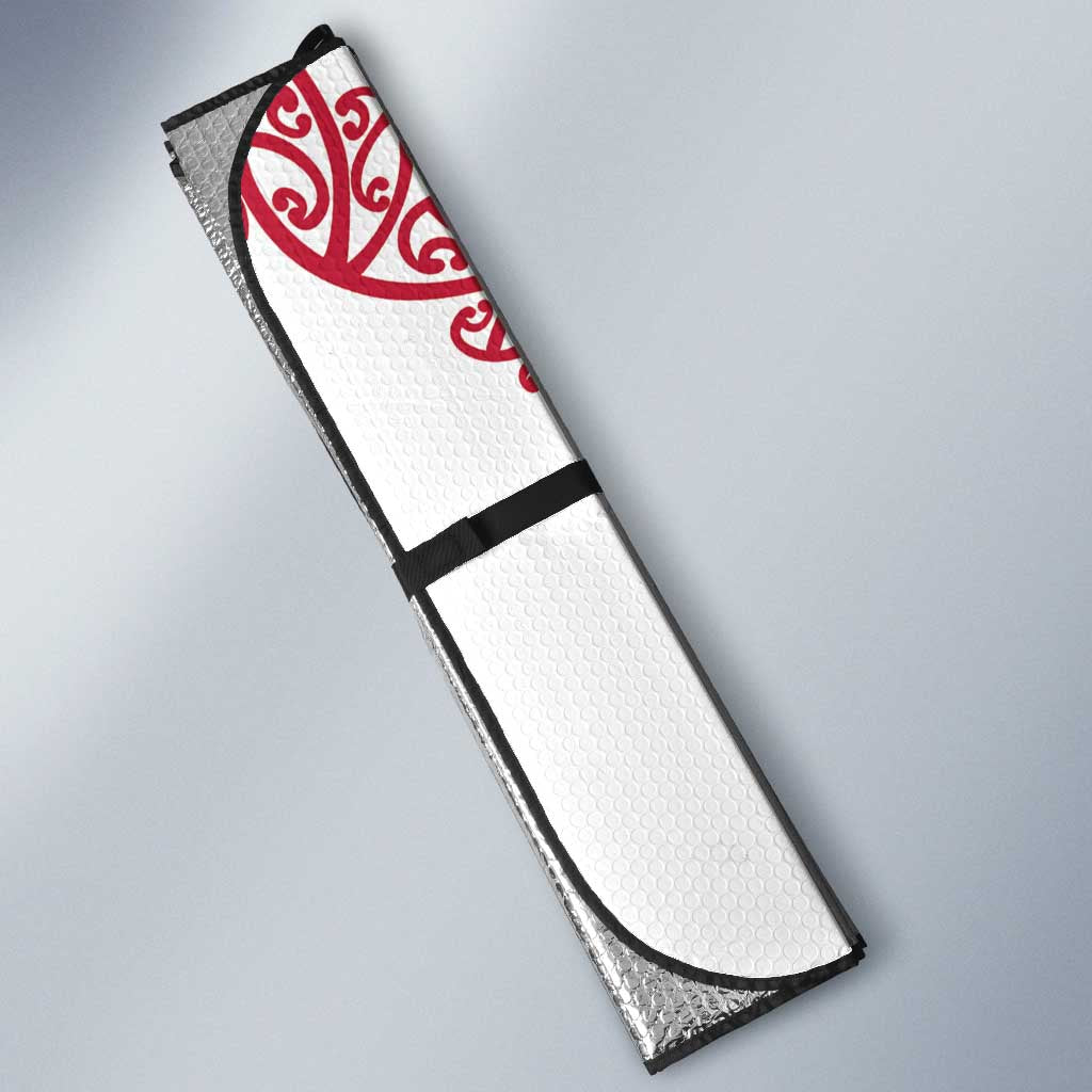 All White Maori Tribal Tattoo Personalised Auto Sun Shade Classic Red Polynesian Style - Polynesian Pride