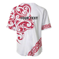 All White Maori Tribal Tattoo Personalised Baseball Jersey Classic Red Polynesian Style - Polynesian Pride