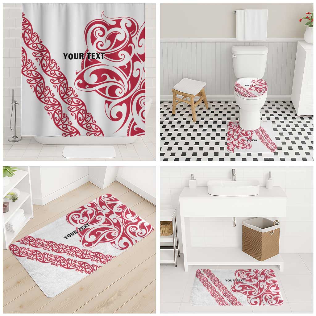 All White Maori Tribal Tattoo Personalised Bathroom Set Classic Red Polynesian Style - Polynesian Pride