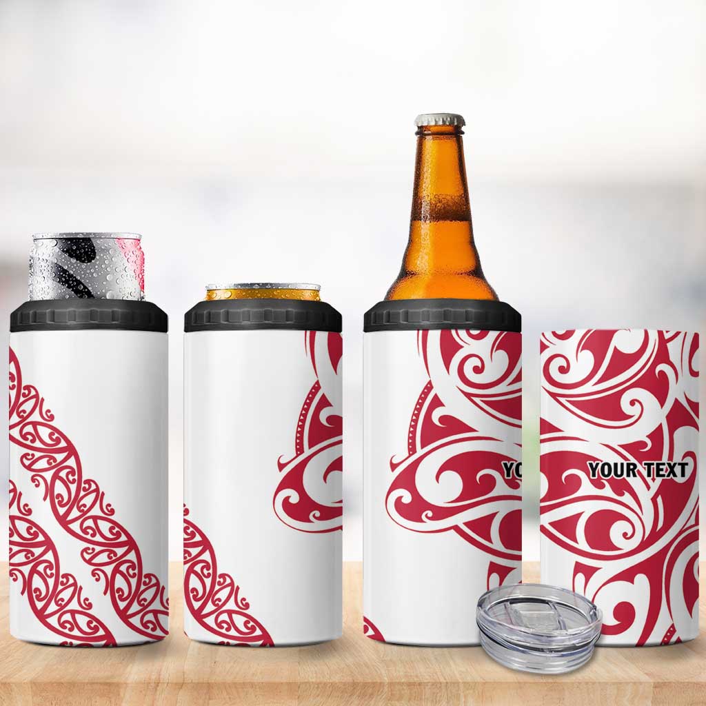 All White Maori Tribal Tattoo Personalised 4 in 1 Can Cooler Tumbler Classic Red Polynesian Style - Polynesian Pride