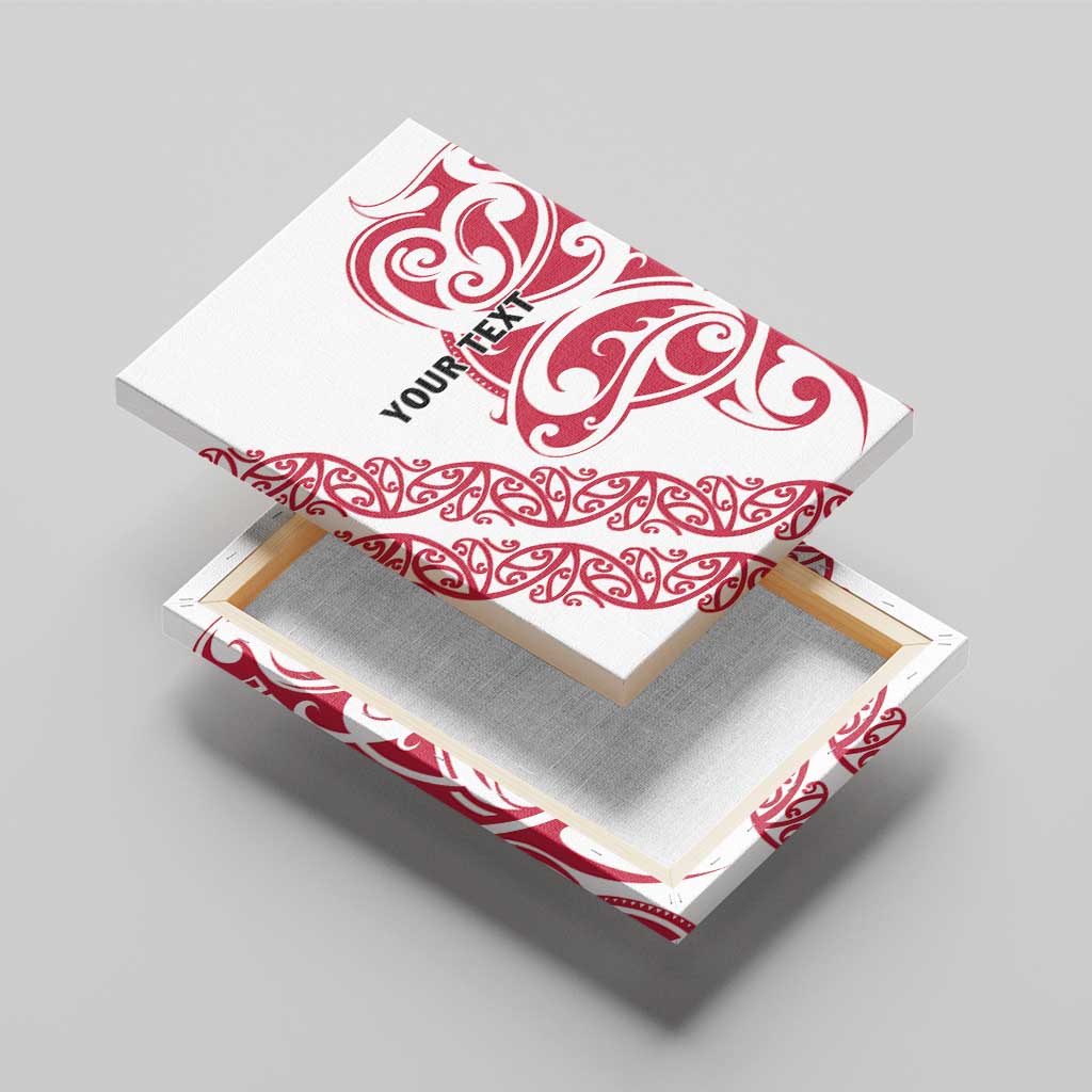 All White Maori Tribal Tattoo Personalised Canvas Wall Art Classic Red Polynesian Style - Polynesian Pride