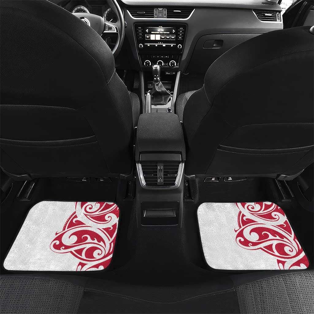 All White Maori Tribal Tattoo Personalised Car Mats Classic Red Polynesian Style - Polynesian Pride